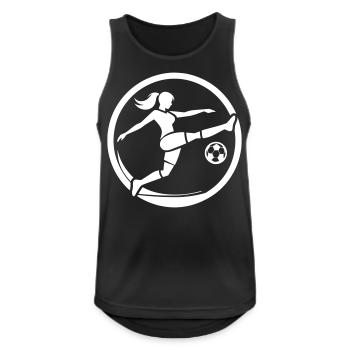 Female Soccer Player Circle Logo Icon Vector - Men's Breathable Tank Top - black - Front - Nick (188cm)