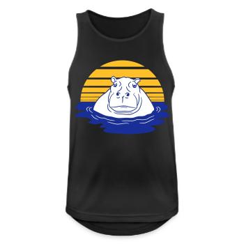 Hippopotamus Swimming Water Sun Cute Comic Cartoon - Men's Breathable Tank Top - black - Front - Nick (188cm)