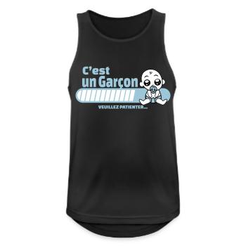 annonce grossesse - c'est un garçon - Débardeur respirant Homme - noir - Devant - Nick (188cm)