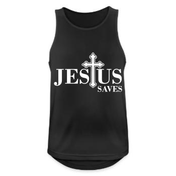 Jesus saves - Men's Breathable Tank Top - black - Front - Nick (188cm)