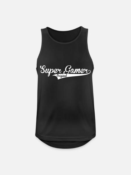 super gamer blanc - Débardeur respirant Homme - noir