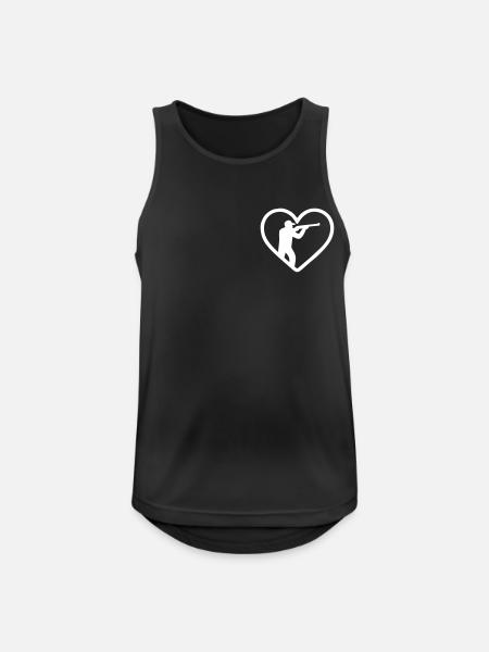 Herz-Jagd – Jäger-Silhouetten-Design - Männer Tank Top atmungsaktiv - Schwarz