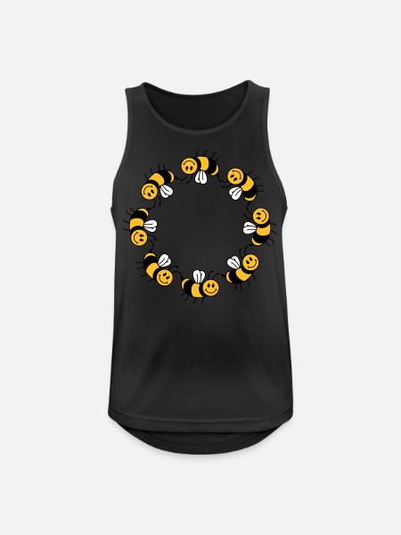 Funny bee circle pattern - Men's Breathable Tank Top - black
