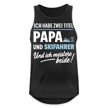 Papa und Skifahrer Vatertagsdesign - Männer Tank Top atmungsaktiv - Schwarz - Vorne - Nick (188cm)