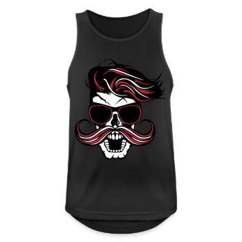 tete de mort hipster fantaisie punk coiffure moust - Männer Tank Top atmungsaktiv - Schwarz - Vorne - Nick (188cm)