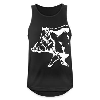 Wild Boar - Wildschwein - Keiler - Schwarzwild - Männer Tank Top atmungsaktiv - Schwarz - Vorne - Nick (188cm)