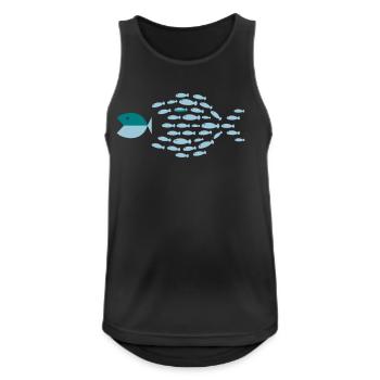 Blue School Silhouette - small fish eat big fish - Men's Breathable Tank Top - black - Front - Nick (188cm)