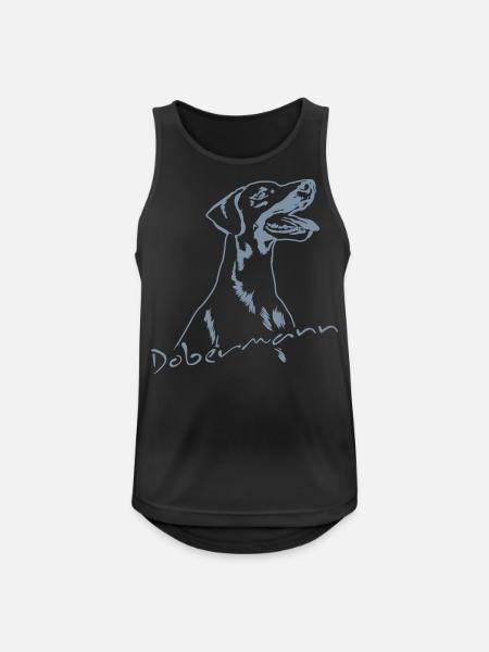 Dobermann_Portrait - Männer Tank Top atmungsaktiv - Schwarz