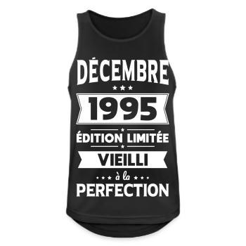 Anniversaire 30 ans - Décembre 1995 Perfection - Débardeur respirant Homme - noir - Devant - Nick (188cm)