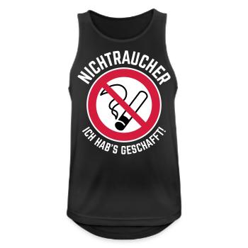 Nichtraucher – Ich Hab’s Geschafft! (3C / W) - Männer Tank Top atmungsaktiv - Schwarz - Vorne - Nick (188cm)