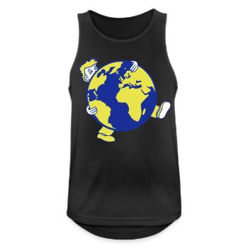 la terre planète globe terrestre rond grand énorme porter sc - Débardeur respirant Homme - noir - Devant - Nick (188cm)