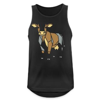 Vache géométrique Low Poly Modern - Débardeur respirant Homme - noir - Devant - Nick (188cm)