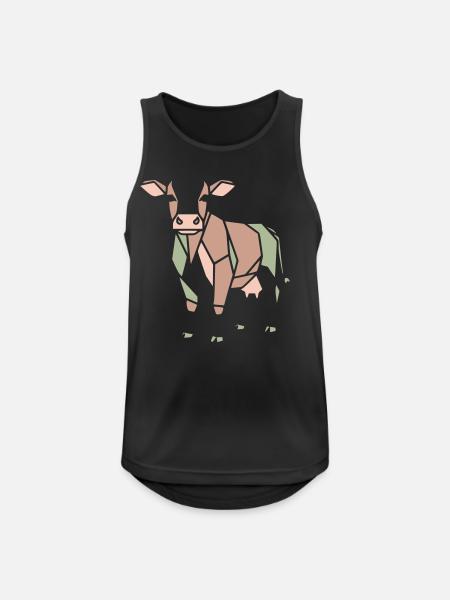 Geometrische Kuh Low Poly Modern - Männer Tank Top atmungsaktiv - Schwarz