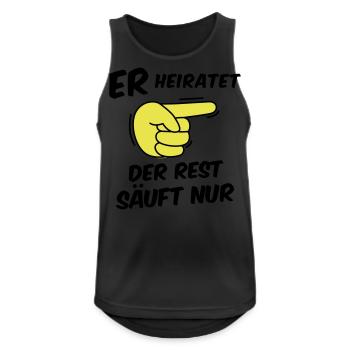 JGA Crew - Junggesellenabschied - Team Bräutigam - Männer Tank Top atmungsaktiv - Schwarz - Vorne - Nick (188cm)
