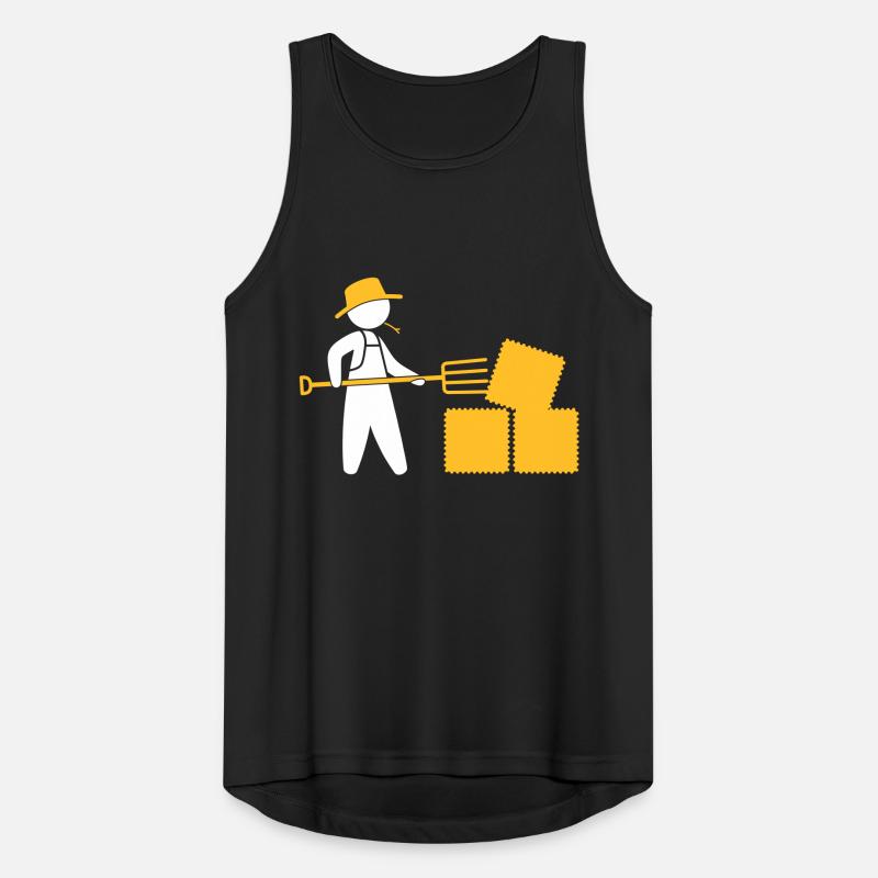 Bauer mit Mistgabel und Heu Männer Tank Top atmungsaktiv