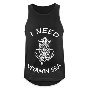 anchor compass steering wheel i need vitamin sea - Men's Breathable Tank Top - black - Front - Nick (188cm)