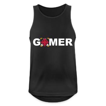 Gamer online PC gaming Konsole %zocker #zocken - Männer Tank Top atmungsaktiv - Schwarz - Vorne - Nick (188cm)
