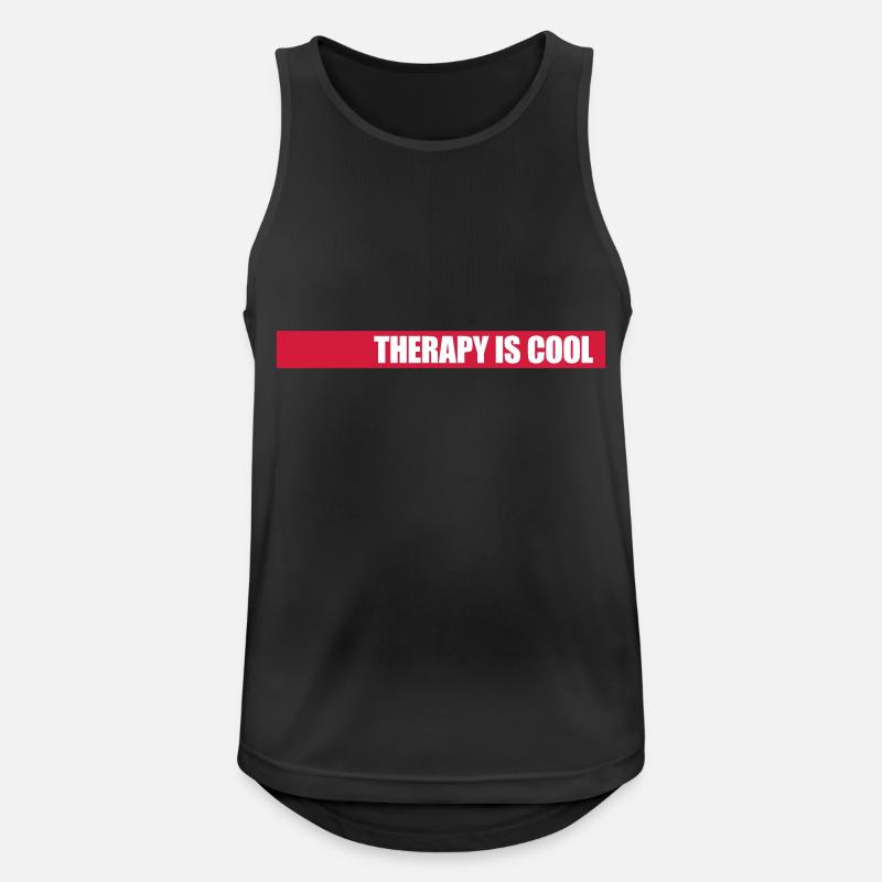 therapy is cool Zitat - Männer Tank Top atmungsaktiv - Schwarz