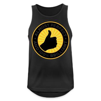 Fast perfekt und genial - Männer Tank Top atmungsaktiv - Schwarz - Vorne - Nick (188cm)