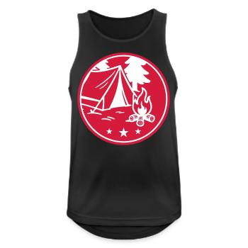 Zelt Lagerfeuer - Männer Tank Top atmungsaktiv - Schwarz - Vorne - Nick (188cm)