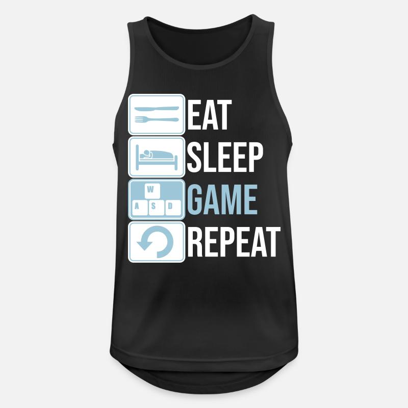 eat sleep game repeat - Männer Tank Top atmungsaktiv - Schwarz