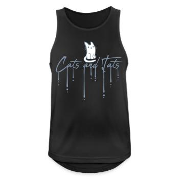 cats and tats Zitat - Männer Tank Top atmungsaktiv - Schwarz - Vorne - Nick (188cm)