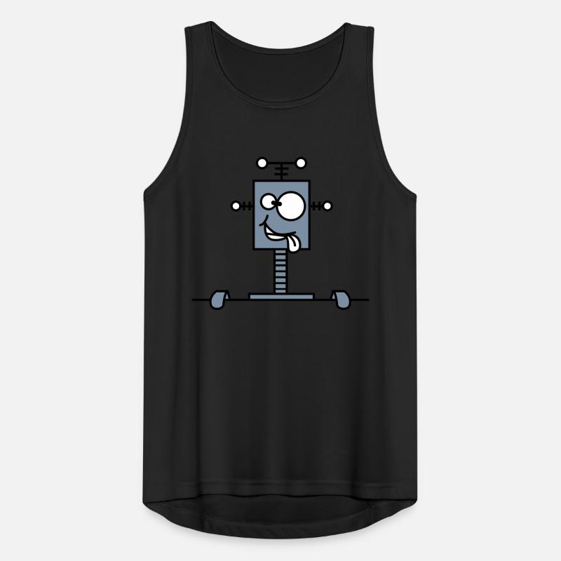 Funny Crazy Robot Behind Wall Männer Tank Top atmungsaktiv