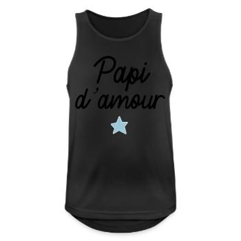papi d amour e toile - Débardeur respirant Homme - noir - Devant - Nick (188cm)