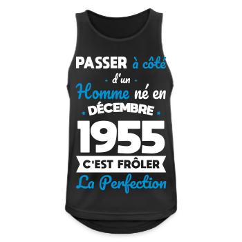 Anniversaire 70 ans - Né en Décembre 1955 - Débardeur respirant Homme - noir - Devant - Nick (188cm)
