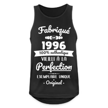 Fabriqué en 1996 – Vieilli à la perfection - Débardeur respirant Homme - noir - Devant - Nick (188cm)