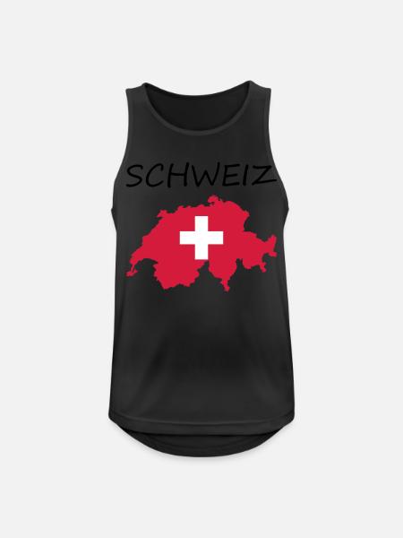 Schweiz - Männer Tank Top atmungsaktiv - Schwarz