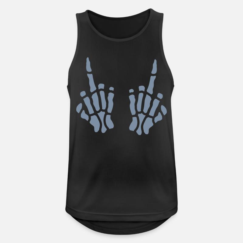 Middle finger bone 2 hands - Men's Breathable Tank Top - black