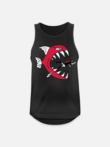 Monster Fish Eats Diver - Men's Breathable Tank Top - black