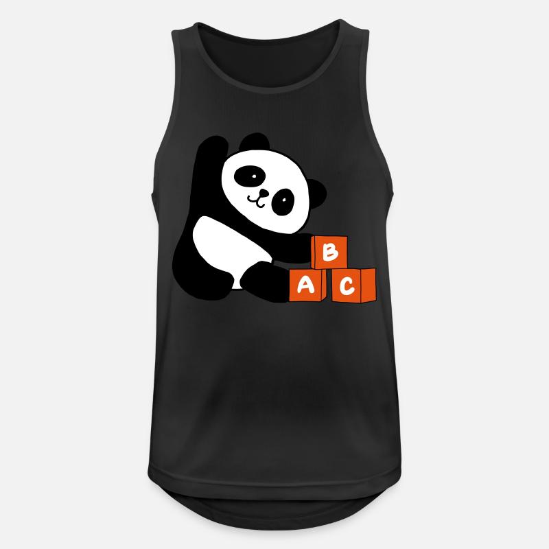 Kubischer Panda mit Buchstaben - Männer Tank Top atmungsaktiv - Schwarz