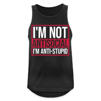not antisocial anti stupid - Men's Breathable Tank Top - black - Front - Nick (188cm)
