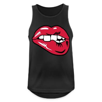 30 Lippen Mund Zähne Biss beißen - Männer Tank Top atmungsaktiv - Schwarz - Vorne - Nick (188cm)