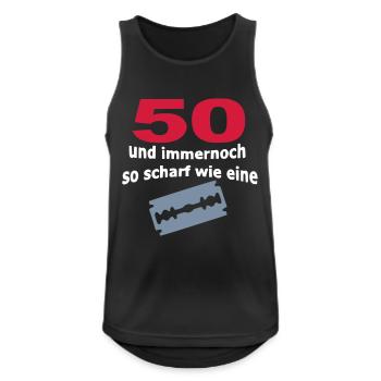50th Birthday - 50 and still as sharp as - Men's Breathable Tank Top - black - Front - Nick (188cm)