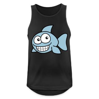 grin_fish_3c - Männer Tank Top atmungsaktiv - Schwarz - Vorne - Nick (188cm)