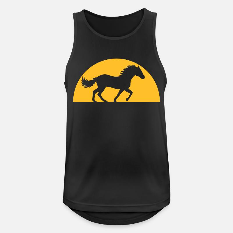Abend Sonne Pferd Horizont - Männer Tank Top atmungsaktiv - Schwarz