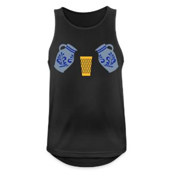 Geripptes mit Bembel - Männer Tank Top atmungsaktiv - Schwarz - Vorne - Nick (188cm)