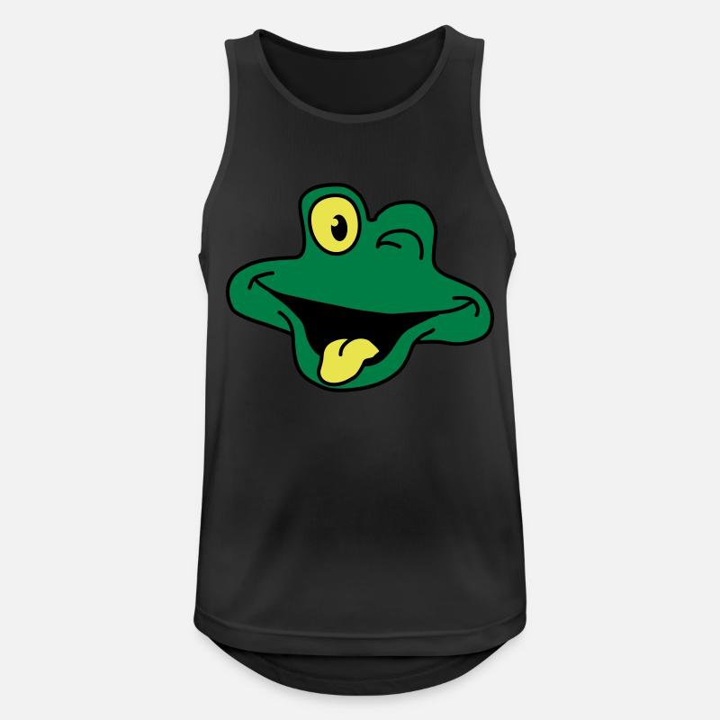 Cheeky Comic Frog Face - Männer Tank Top atmungsaktiv - Schwarz