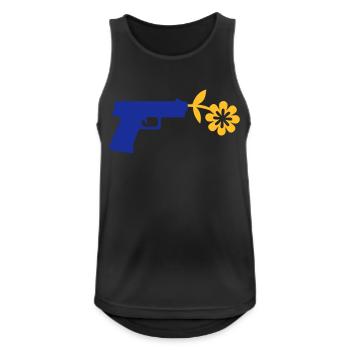 Pistole mit Blume als Friedenszeichen - Männer Tank Top atmungsaktiv - Schwarz - Vorne - Nick (188cm)