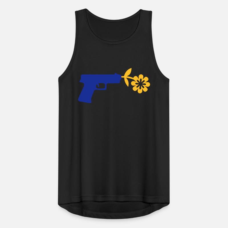 Pistole mit Blume als Friedenszeichen Männer Tank Top atmungsaktiv
