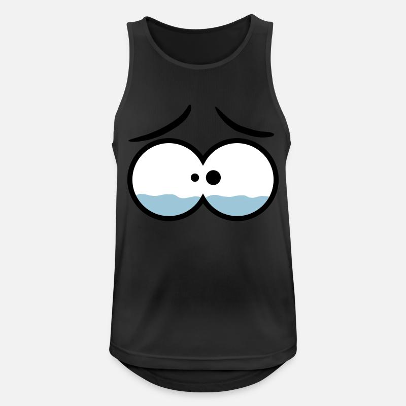 Sad Crying Comic Eyes - Männer Tank Top atmungsaktiv - Schwarz