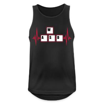 WASD Tastatur Tasten Gamer - Männer Tank Top atmungsaktiv - Schwarz - Vorne - Nick (188cm)