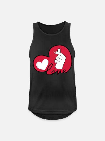 LOVE dito cuore typo 3 - Canotta da uomo traspirante - nero