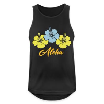 Fleur Hibiscus Aloha - Débardeur respirant Homme - noir - Devant - Nick (188cm)