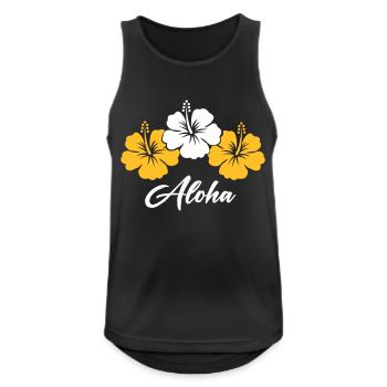 Fleur Hibiscus Aloha - Débardeur respirant Homme - noir - Devant - Nick (188cm)