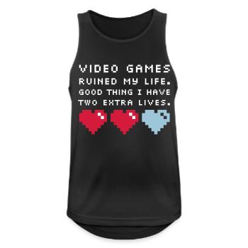 Video Games ruined my life - Männer Tank Top atmungsaktiv - Schwarz - Vorne - Nick (188cm)