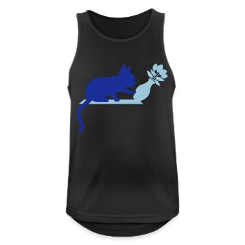 Umstoßen Blumenvase freche Katze - Männer Tank Top atmungsaktiv - Schwarz - Vorne - Nick (188cm)